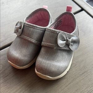 Silver Baby Shoes with Bow